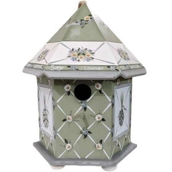 Beautiful Green Floral Birdhouse designed by Kathy Hatch - Picture 1 of 14